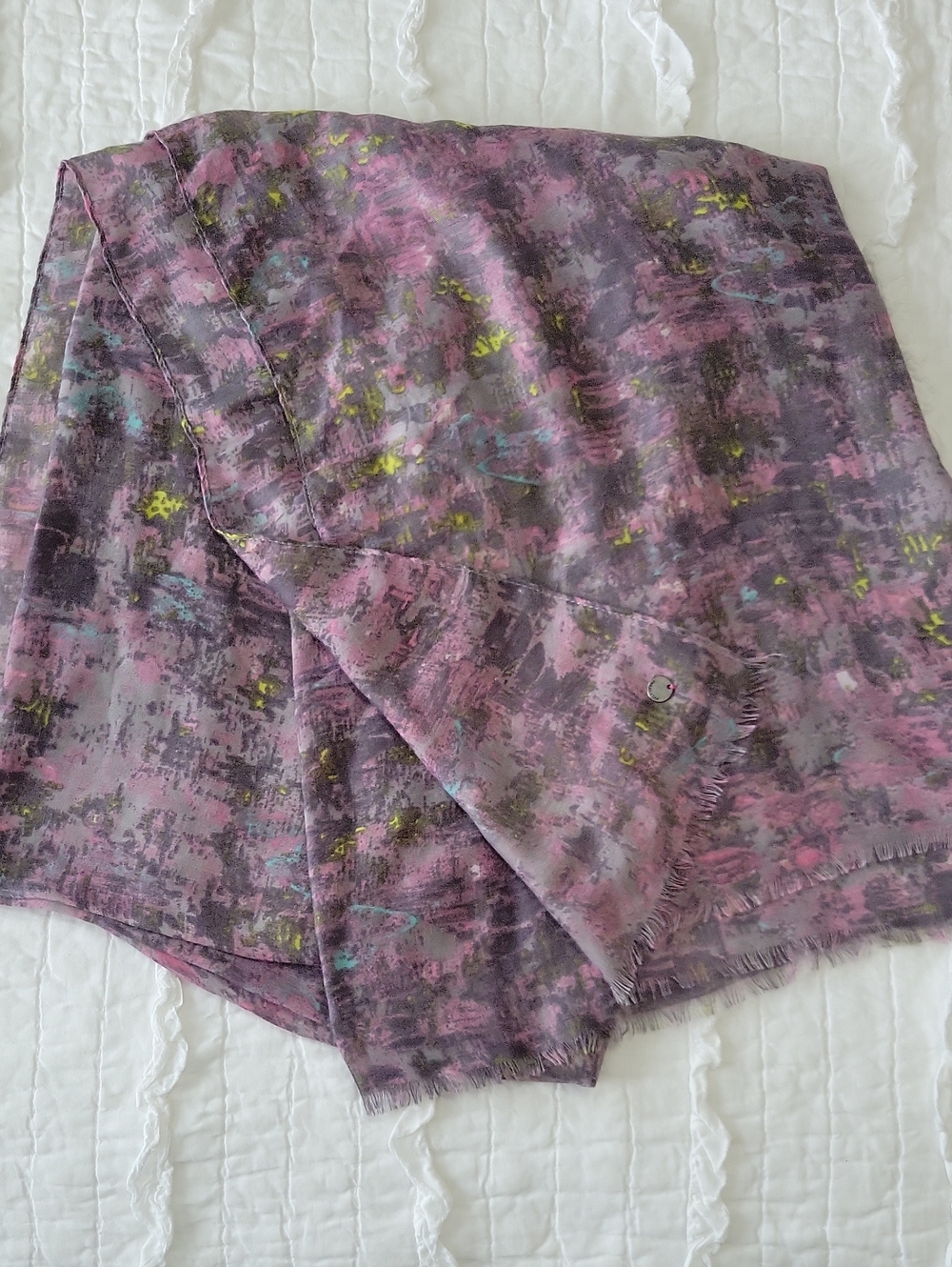 Fraas Silk Oversized Scarf Abstract Print 72" X 35" Featherlight EUC